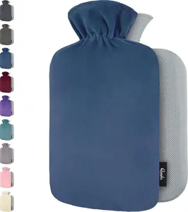 Qomfor Hot Water Bottle with Soft Fleece Cover 1.8L - Premium Cozy Hot Water Bag for Bed Warming and Cold Nights - Durable Leak Proof Design - Multiple Color Options