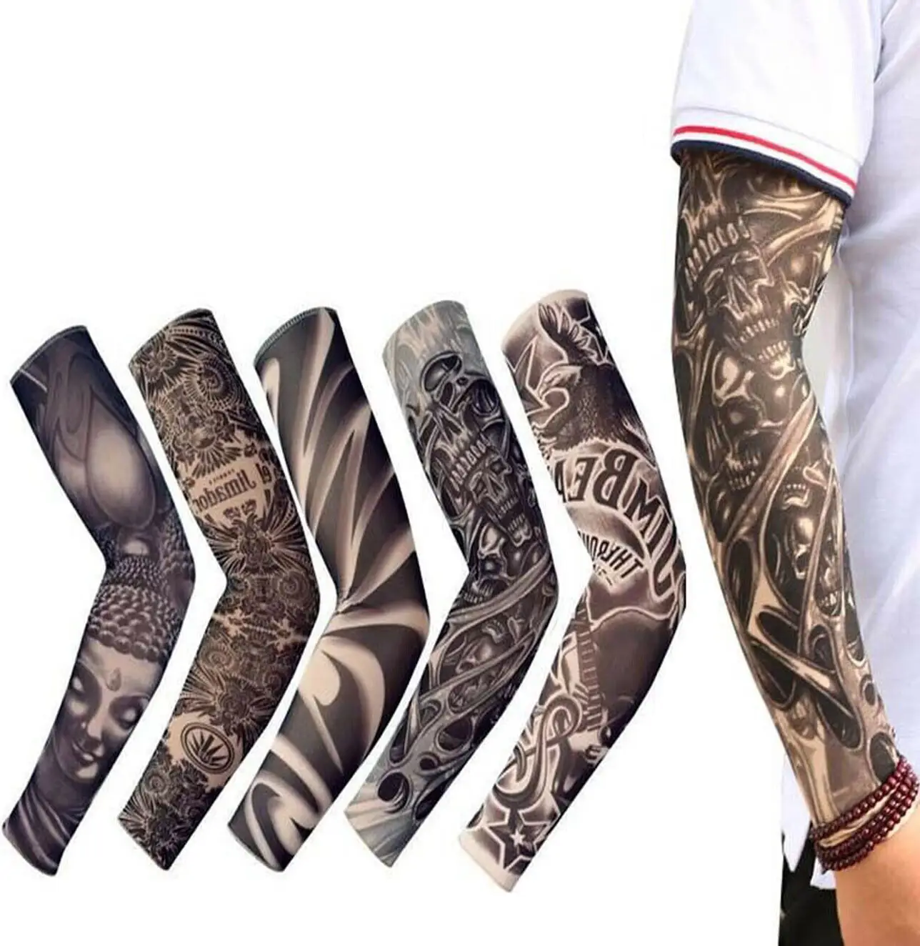 10PCS Cooling Tattoo Art Arm Sleeves Cover UV Sun Protection Sport Outdoor activities Set