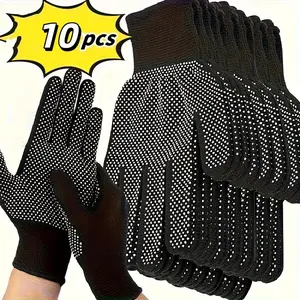 10-Pack Heavy-Duty Multi-Purpose Nylon Gloves | Elastic Wrist Closure, One Size Fits All, Ideal for Outdoor Activities, Fishing, Camping, Hunting - Machine Washable, Durable, and Easy-to-Clean Multi-Purpose Gloves