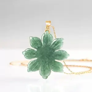 classic natural burma jade sunflower necklace
