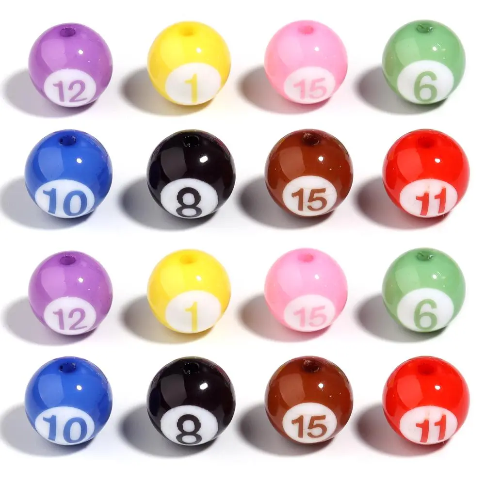 10-50pcs 10/16mm Colorful Acrylic Round Beads Billiard Ball Loose Beads for Bracelet Jewelry Making DIY Handmade Accessories