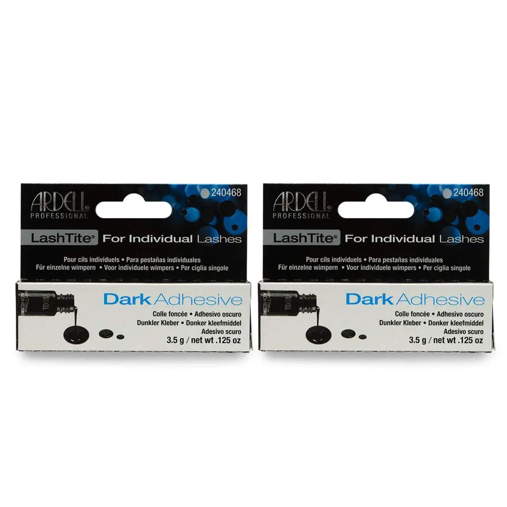 Ardell LashTite Individual Lash Glue - Dark, 0.125oz, #65059, 2-Pack Professional-Grade Cosmetic Adhesive with Flawless Application, No Clumping/Flaking, Secure Fit, Natural Flex and Feel for Eyelash Extensions & Daily Makeup