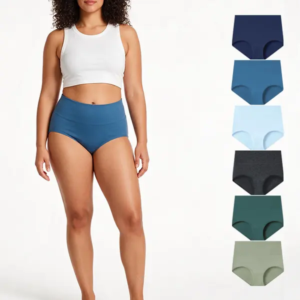 MhzyCaus 6-Pack High-Waisted Cotton Women's Panties, Marshmallow-Soft & Cooling, Relaxed Full Coverage Briefs for Life in Motion, Bouncy & Colorfast, Always-On Comfort lady panty invisible tummy control bikini breathable comfortable knicker basic