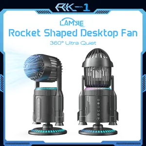 LAMJIE 3-in-1 Rocket RGB Fan | TikTok Made Me Buy It | Turbo Cooling, Mist & Night Light | 35dB Ultra-Quiet, 11H USB-C Fast Charging | Bladeless & Safe for Gaming Setup, Dorm & Home Office