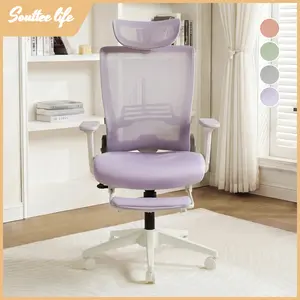 Ergonomic Office Chair with Footrest, Foldable Backrest, Adjustable Headrest/Armrest, Foam Cushion, Swivel Rolling Task Chair, Height Adjustable, Office Gifts