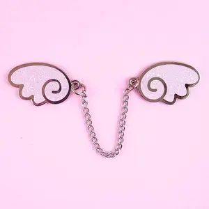 Angel Wings Silver/Glitter Lilac Enamel Pin