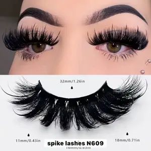 Spike Lashes N609 Fluffy Lashes with Spikes 32mm Length 11mm-18mm Width for Specific Measurement Details