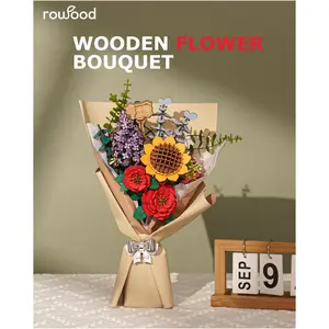 Charming wooden flower bouquet making kit, unique home decoration, DIY, holiday, Christmas, Halloween, Holiday, Birthday gift adjustable height flower stems for all kinds of flower bouquets, gifts for men, women , mum, grandma, wife, daughter