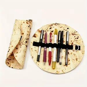 Canvas Pancake Pencil Case, Portable Stationery Box, Corn Tortilla Storage Bag, Eid Al Adha Mubarak, Travel Essential, Aesthetic Pens