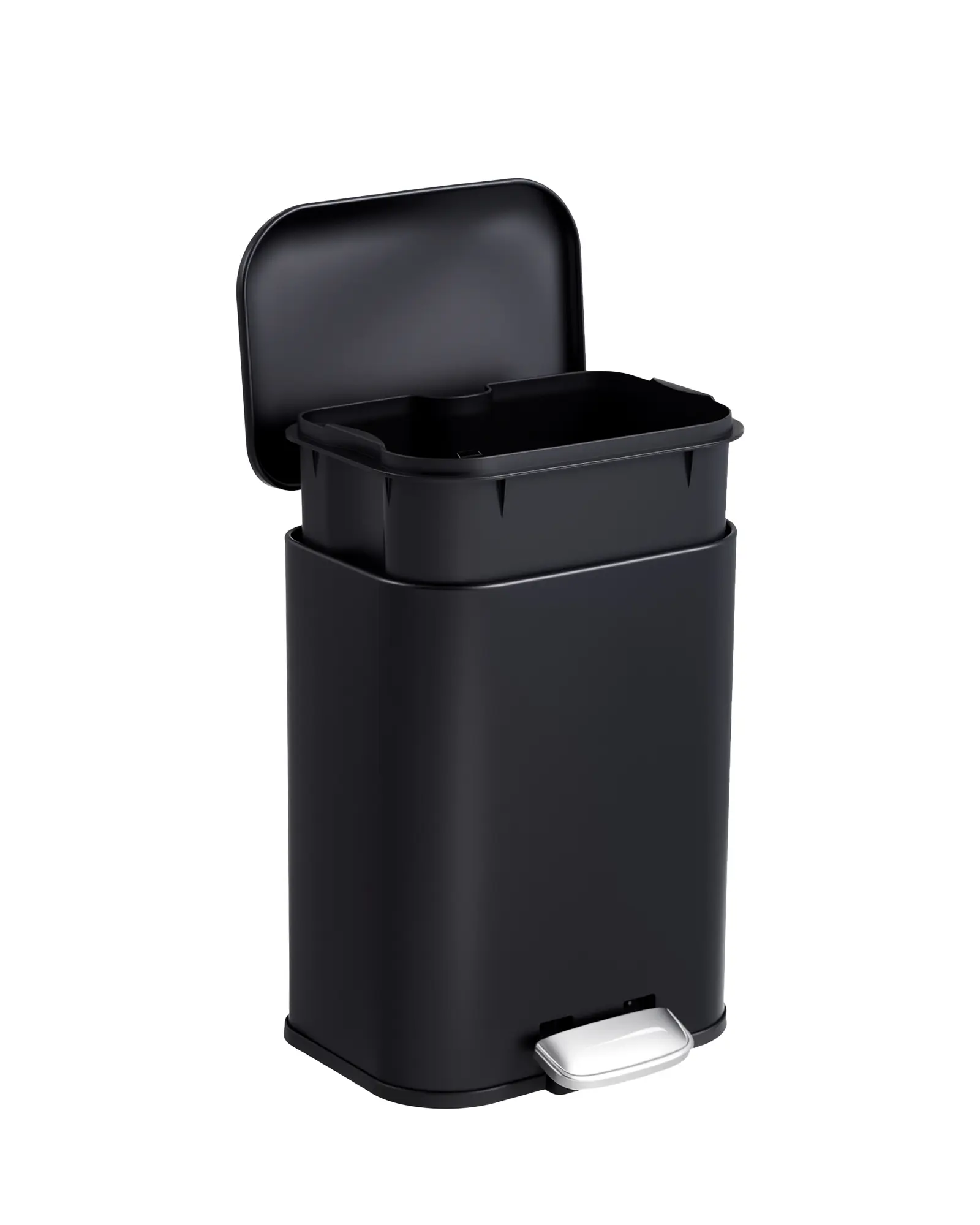 Garvee 1.3 Gallon Stainless Steel Trash Can 5L Rectangular Kitchen Garbage Bin With Soft Close Lid Step Pedal And Removable Inner Bucket Fingerprint Resistant