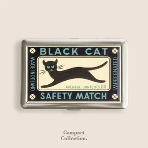 Retro Black Cat Kitty Cigarrette Case Zigarettenetui Wallet Vintage Metal 100s Blunt Holder funny gifts boyfriend