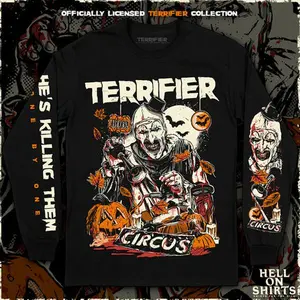 Vintage Terrifier 3 Art The Clown Sweatshirt 2 Sleeves, He's Killing Them Sweater,  Horror Character Graphic Hoodie, Scary Movie Terrifier Halloween Vibes Shirts