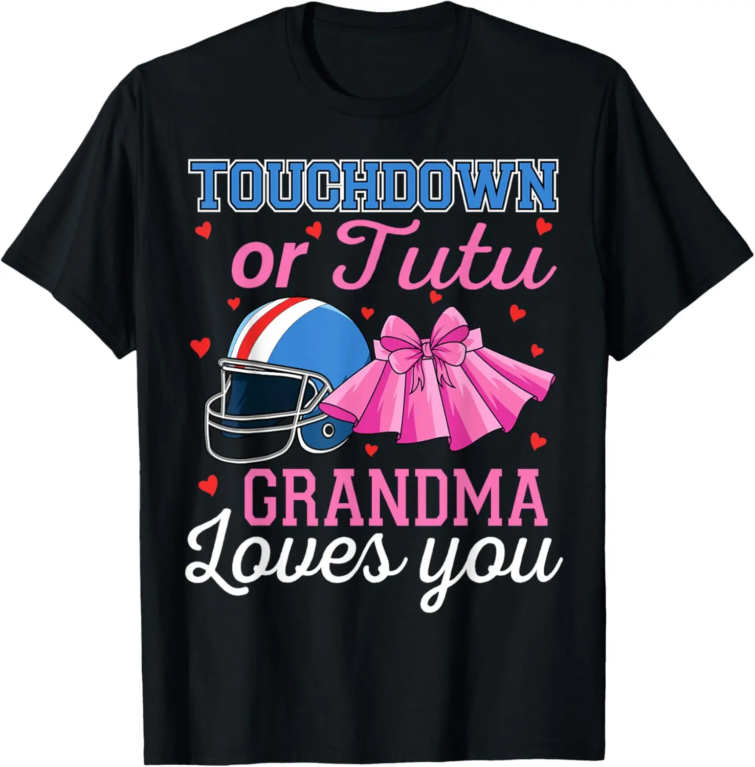 Women's Graphic T-Shirt, Vintage Style 100% Cotton Short Sleeve Casual Top with Touchdown or Tutu Gender Reveal Print, Tshirt
