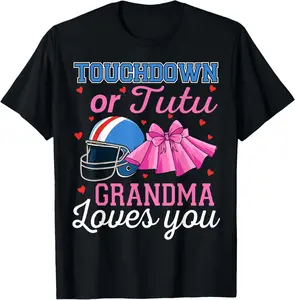 100%cotton Touchdown or Tutu Grandma Loves You Football Gender Reveal T-Shirt women's  graphic  tees