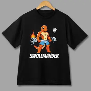 Swolemander Gym Vintage Tee, Charmander T-Shirt, Sweatshirt, Hoodie, Pkm Graphic Tees, Unisex Anime Shirt, Gym Shirt, Menswear Womenswear Streetwear, Gift Birthday