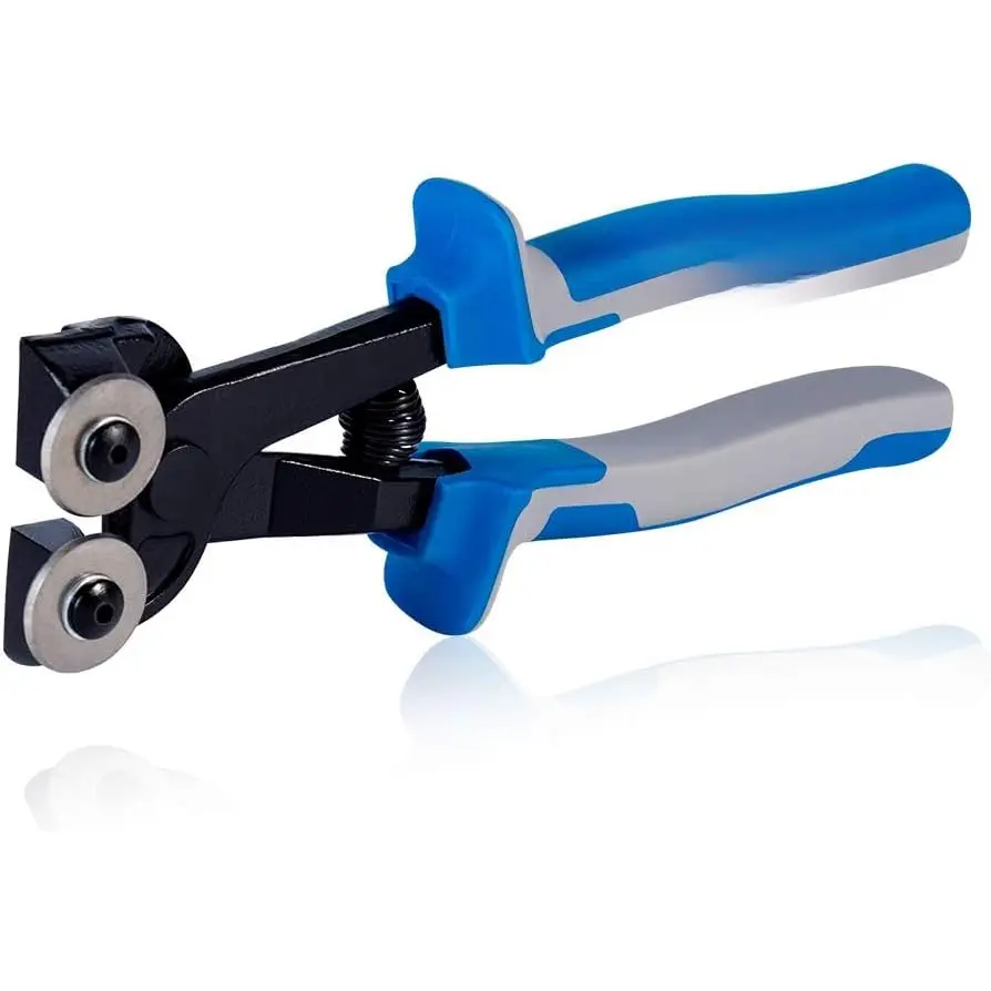 8-In Glass Tile Nipper, Heavy-Duty Professional Cutting Tool with High-Strength Tungsten Carbide Scoring Wheels (12.7Mm), Spring Action, Maximum Gripping Strength, Quick Cutting, Reduces Hand & Wrist Strain for Porcelain Mosaic Ceramic Mirror Tiles