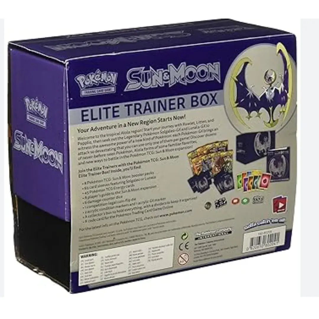 Pokmon TCG ETB: Sun & Moon Elite Trainer Box - Includes 8 Booster Packs, 65 Sleeves, 45 Energy Cards, Player Guide, Lunala Art, Alola Collection Premium Collectors Box - TikTok Shop Pokmon TCG ETB: Sun & Moon Elite Trainer Box - Includes 8 Booster Packs, 65 Sleeves, 45 Energy Cards, Player Guide, Lunala Art, Alola Collection Premium Collectors Box - TikTok Shop