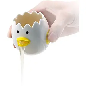 Cute Egg Separator, Ceramics Vomiting Chicken Egg Yolk White Separator, Practical Household Small Egg Filter Splitter, Kitchen Gadget Baking Assistant Tool, Dishwasher Safe (Yellow) No Brand