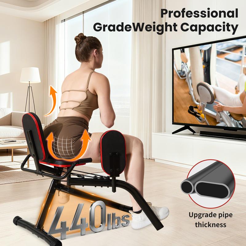 HXD-ERGO Hip Abductor Machine for Home Gym, 4-Level Glute Machine & Thigh Workout Equipment, Booty Builder with Plush Padding, Compact Leg Exercise Euipment for Women & Men