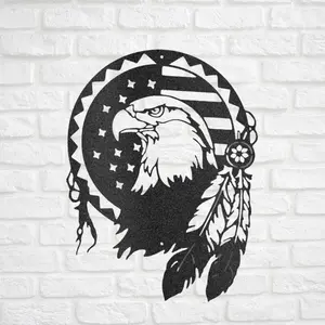 Native American Eagle - Giant Dream Catcher - Custom Metal Wall Art,  Above Bed Decor, Above Bed Art,