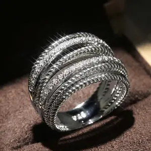 zircon cross winding line ring for women and men couples daily jewelry gift