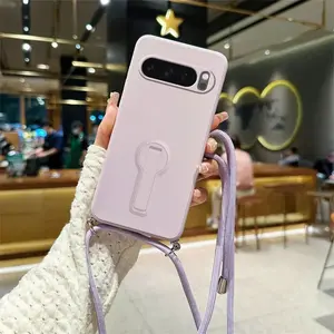 Case for Google Pixel 10 Pro 9a 8 Adjustable Crossbody Strap Lanyard Liquid Silicone Cover for Pro XL  A Stand Holder Funda