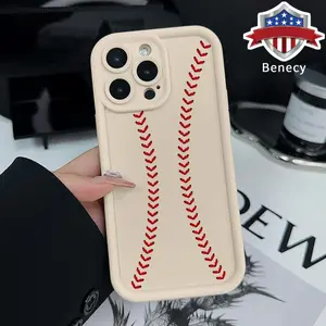 Baseball Phone Case for iPhone 16 15 14 Pro Max 13 12 11 XR XS Plus E Shockproof Drop Protection Rugged Durable Silicone Cover Cellphone Protective