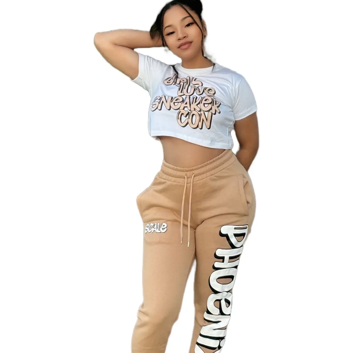 Puff Print Phoenix logo scale sweatpants Tan