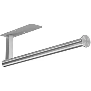 Paper Towel Holder Under Cabinet No Drilling, Self Adhesive Paper Towel Holder Wall Mount for Kitchen Rack, Under Counter Napin Holder No Drill, RV, 304 Stainless Steel, Silver Plastic Toilet