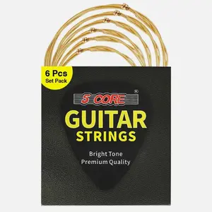 *5 Core Acoustic Guitar Strings Brass Heavy Duty Extra Light (.010–.048) High Carbon Steel Core Bright & Powerful Tone 6 String Set for All Acoustic Guitars - GS AC