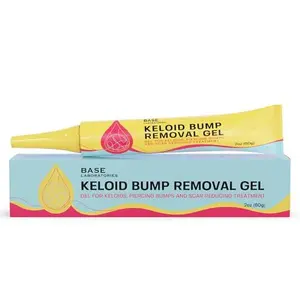 BASE LABORATORIES Keloid Bump Removal Gel | Natural Piercing Bump Treatment & Keloid Scar Gel | Keloid Scar Removal for all Scars, Keloids & Piercing Bumps | Soothing Piercing Aftercare | 2 oz
