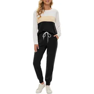 Two Piece Outfits for women,Long Sleeve Crewneck Pullover Tops And Pants Sweatsuits Lounge Set with Pockets Clothes Womenswear A-Purple Casual