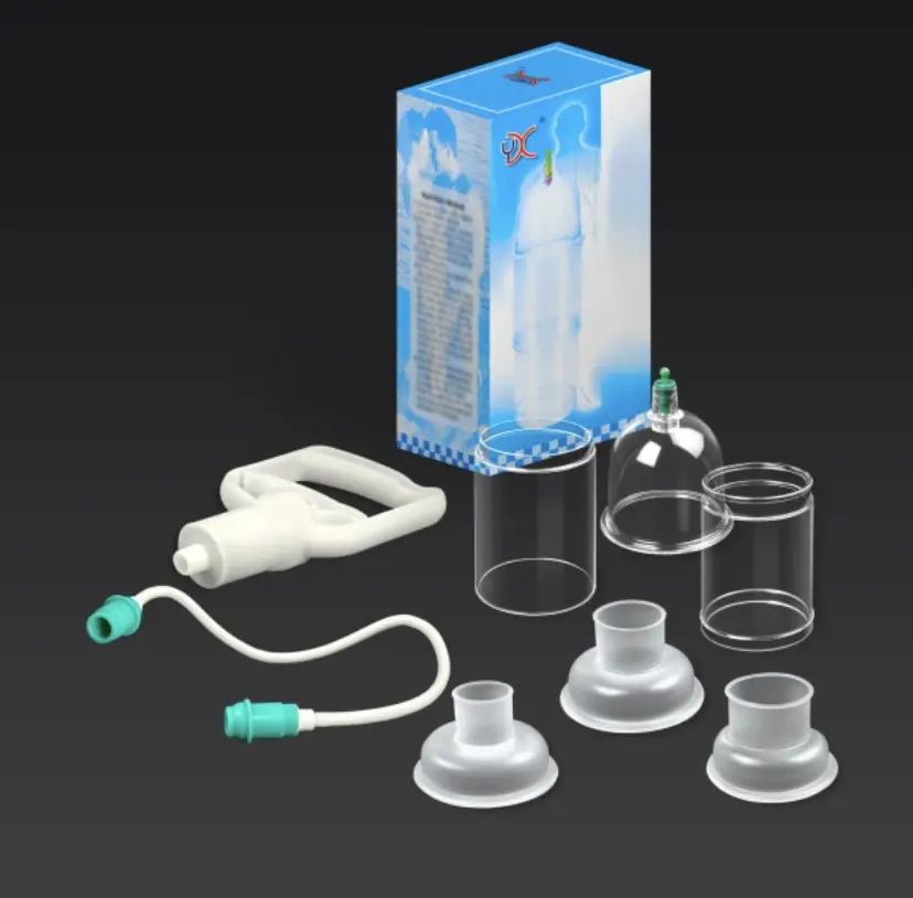 Sohochic Traditional Plastic 3-Piece Cupping Kit - Easy-Apply Manual Pump Body Care Therapy Device, Shatterproof U-Shaped Cups for Back Pain Relief Massage, Small Handheld Wellness Stress Care Massage Device