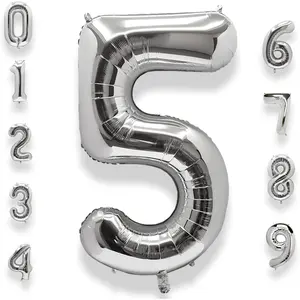 40-Inch Silver Number 5 Balloon – Jumbo Foil Mylar Balloon for Birthday & Party Decorations