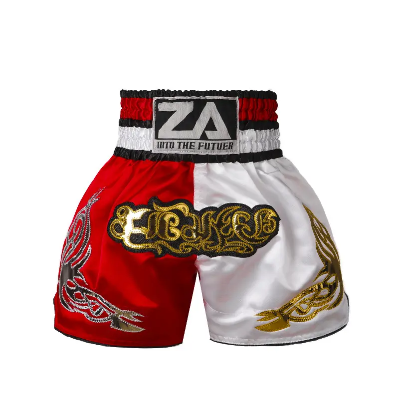 New red and white patchwork Muay Thai pa