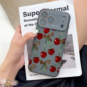 Sweet & Edgy Cherry Print Phone Case Boasting A Raised Large Window Bezel And Durable Shock-Absorbent Build Texture Skin-Friendly Hand feeling Shockproof And Drop-Resistantfor iPhone 17 16 15 14 13 12 11