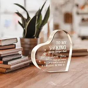 Gifts for Him Boyfriend, Mens Gifts, Anniversary I Love You Gifts for Him, Men's Heart Shaped Acrylic Block -Fathers Day Birthday Gifts for Boyfriend Husband