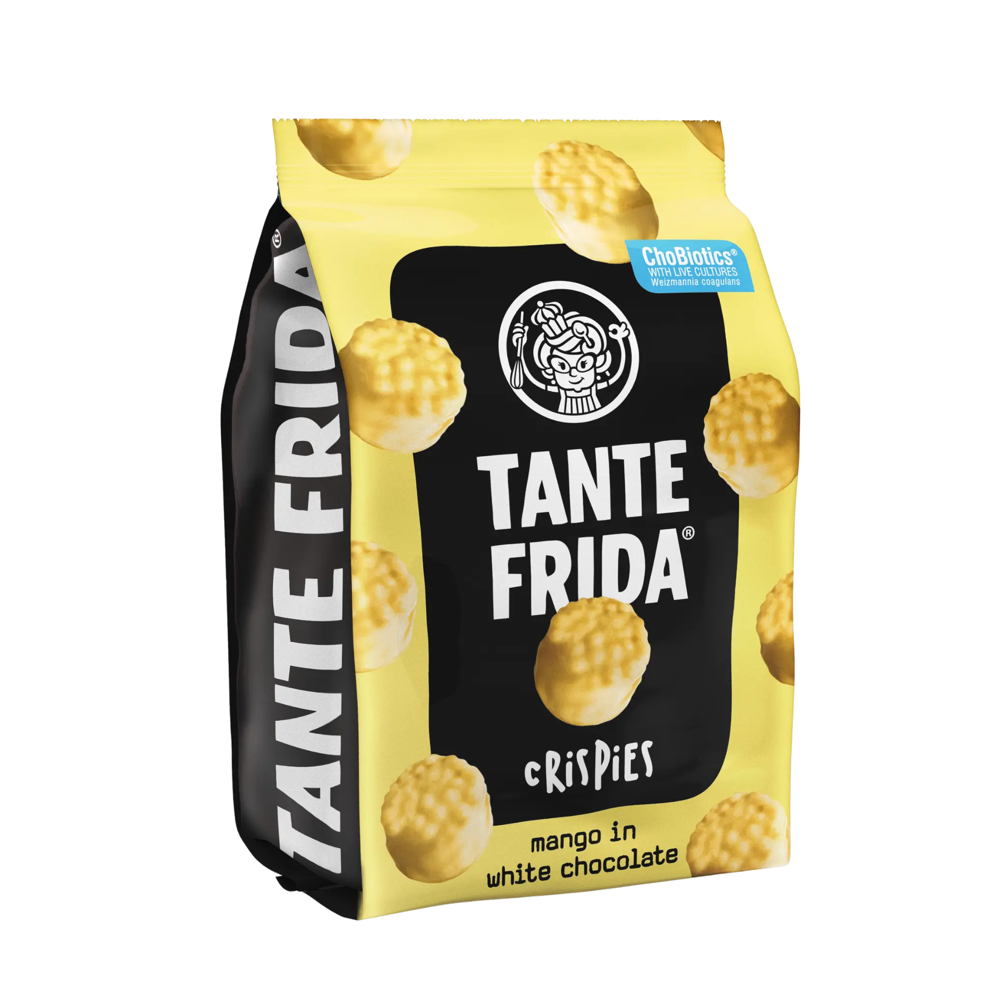 Tante Frida Crispies Mango in White Chocolate Rice Crispies with Freeze-Dried Mango Pieces 5% Dipped in Gourmet White Chocolate 64%