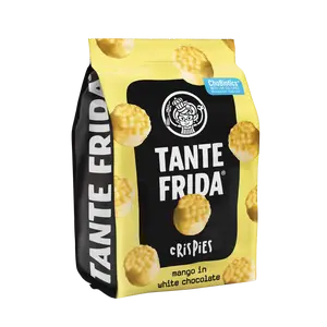 Tante Frida Crispies Mango in White Chocolate Rice Crispies with Freeze-Dried Mango Pieces 5% Dipped in Gourmet White Chocolate 64%