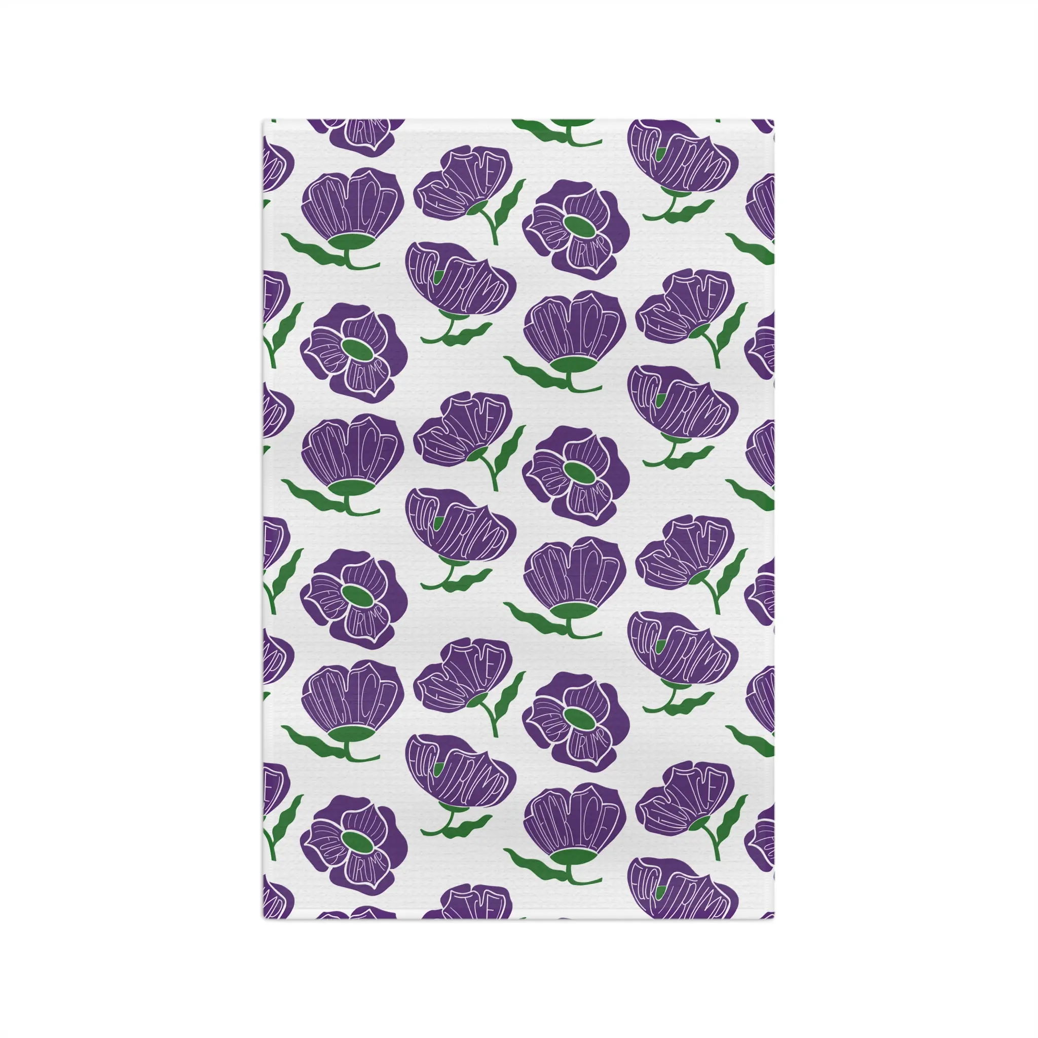 Slightly Subtle Purple Poppy Pattern Microfiber Tea Towel | Floral Kitchen Linen