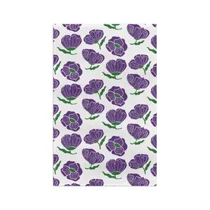 Slightly Subtle Purple Poppy Pattern Microfiber Tea Towel | Floral Kitchen Linen