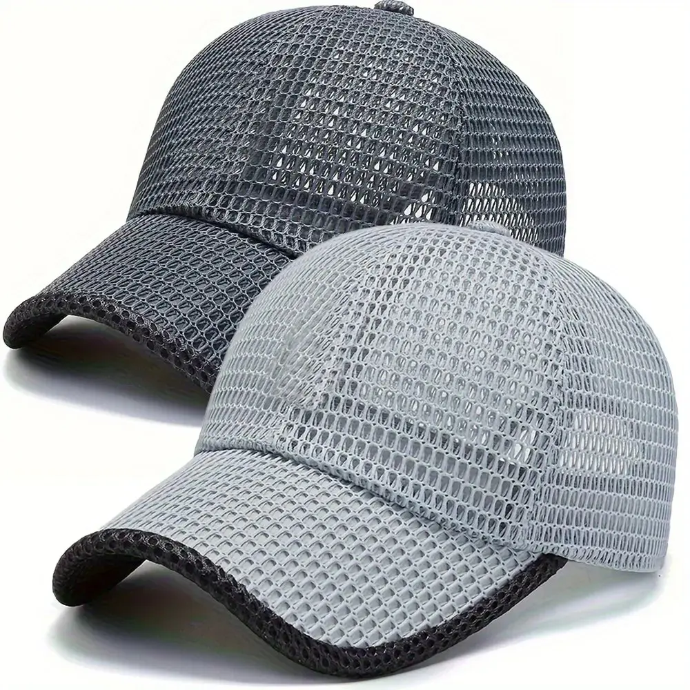2-Pack Men's Snapback Trucker Hats, Breathable Cotton Mesh Adjustable Baseball Cap for Outdoor Sports & Sun Protection, Adjustable Cotton Hat, Mesh Hats