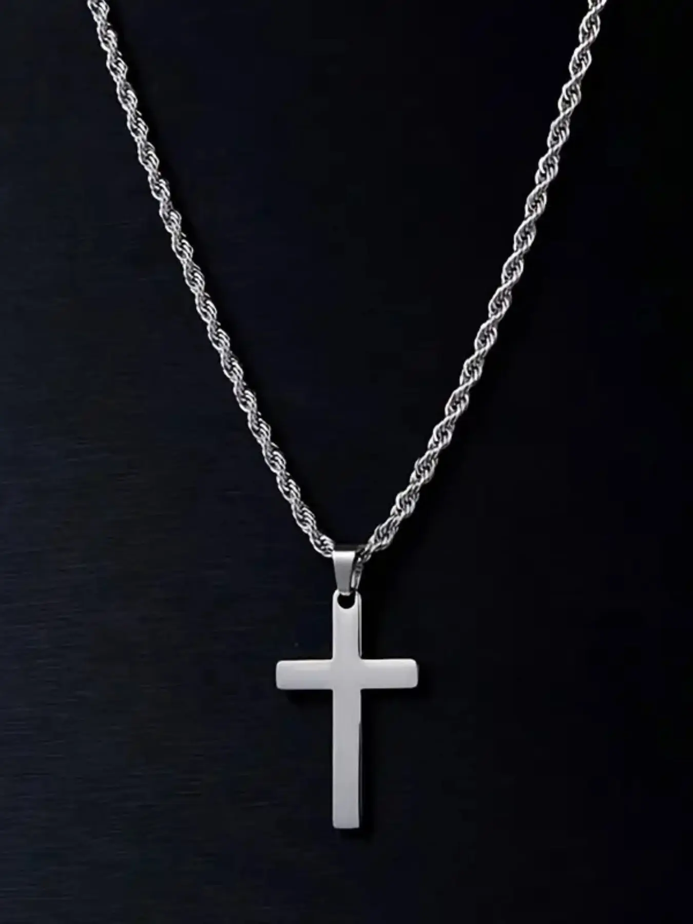 Men's Stainless Steel Cross Pendant Necklace, Simple Hip Hop Style, Cross Chain Design, Uncoated Surface, Durable Daily Jewelry, Fashion Accessory, Cross Necklaces