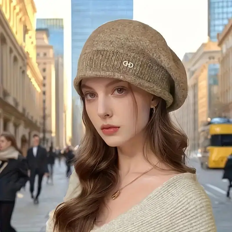 Women's Solid Color Beanie Hat, Casual Warm Knit Hat for Fall & Winter, Fashion Accessories for Women & Girls