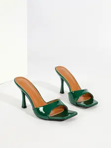 Women's Sexy Dark 9cm Heel Fine Pointed Toe High Heels, Elegant Party Shoes, PU Leather, Rubber Sole, Medium Width, Less Than Ankle Height