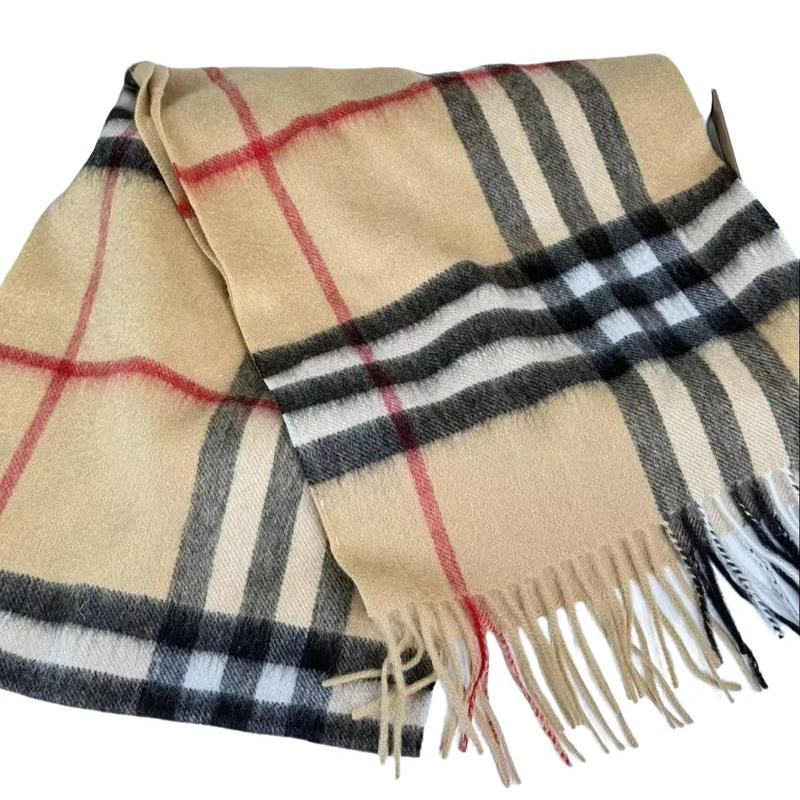 Pre-owned BURBERRY Cashmere Small Leather Goods Classic Check Tassel Scarf with Fringe Details in Gift Box Elegant Plaid Design for Stylish Wear Small Leather Goods