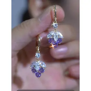 LisiZen 2026 New Style Zircon-Embedded Grape Earrings for Women, Elegant Light Luxury, Fresh and Fashionable, Exquisite Elegant Ear Accessories DZEH5568