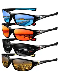 4pcs The latest checkered sports outdoor sunglasses are unisex and come in multiple colors. The lenses feature UV400 protection, making them perfect for outdoor activities.