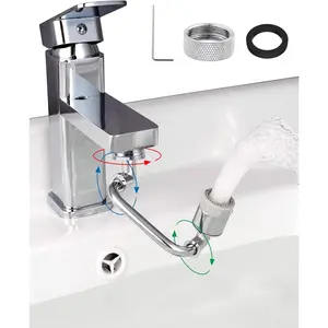 1080? Rotatable Faucet Extender, Swivel Faucet Aerator, Metal Faucet Attachment Dual Function Kitchen Bathroom Sink Sprayer Attachment for Gargle/Eye/ Washing 15/16'' Male Thread