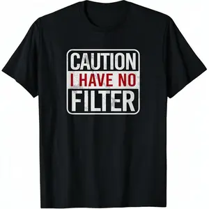 Caution I have no filter Funny sarcastic humor Short Sleeve T-Shirt